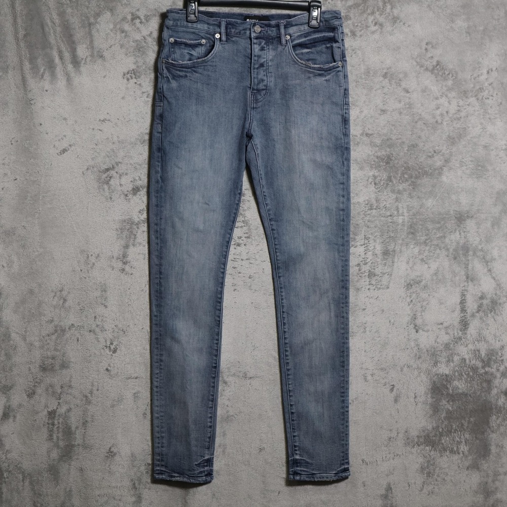 Purple Brand Jeans Mens 32x33.5 Blue P001 Slim Fit Low Rise Distressed Designer